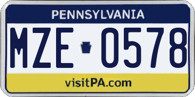 PA license plate MZE0578
