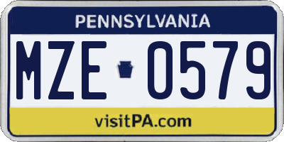 PA license plate MZE0579