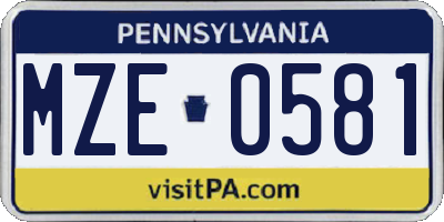 PA license plate MZE0581