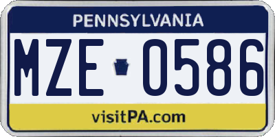PA license plate MZE0586