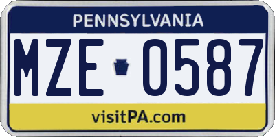 PA license plate MZE0587