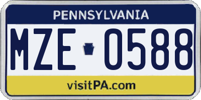 PA license plate MZE0588