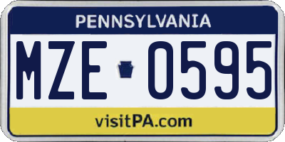 PA license plate MZE0595
