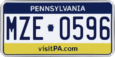 PA license plate MZE0596