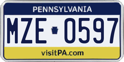 PA license plate MZE0597