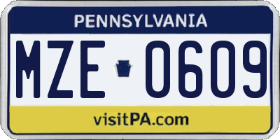 PA license plate MZE0609