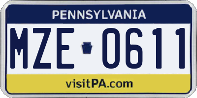 PA license plate MZE0611