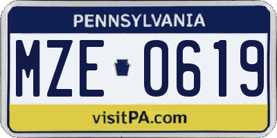 PA license plate MZE0619
