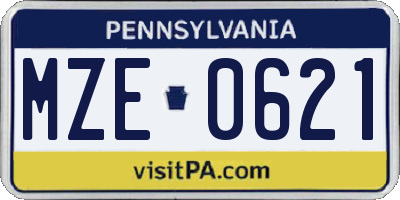 PA license plate MZE0621