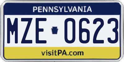 PA license plate MZE0623