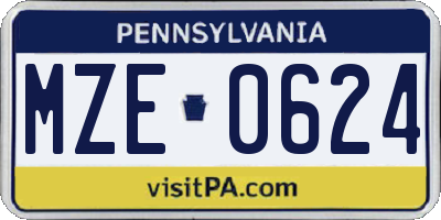 PA license plate MZE0624
