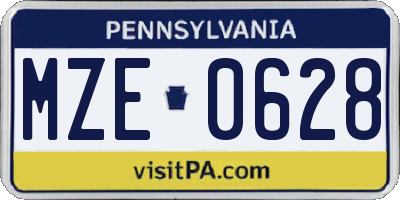 PA license plate MZE0628