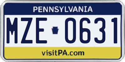 PA license plate MZE0631