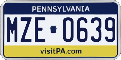 PA license plate MZE0639