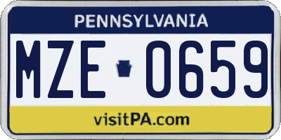 PA license plate MZE0659