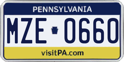 PA license plate MZE0660