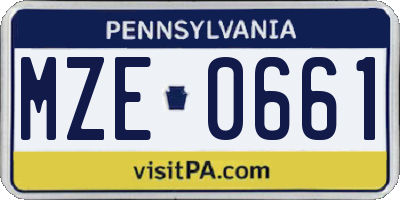 PA license plate MZE0661