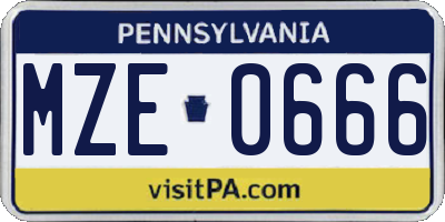 PA license plate MZE0666