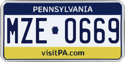 PA license plate MZE0669