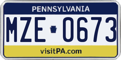 PA license plate MZE0673