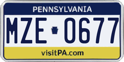 PA license plate MZE0677