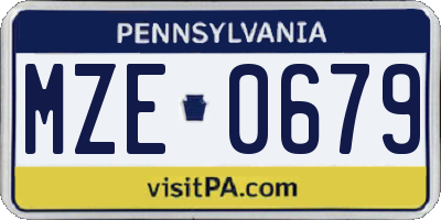PA license plate MZE0679