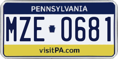 PA license plate MZE0681