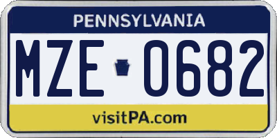 PA license plate MZE0682