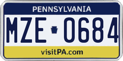 PA license plate MZE0684