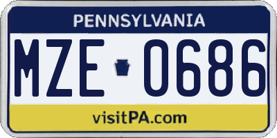 PA license plate MZE0686