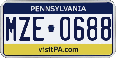 PA license plate MZE0688