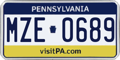 PA license plate MZE0689