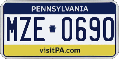 PA license plate MZE0690