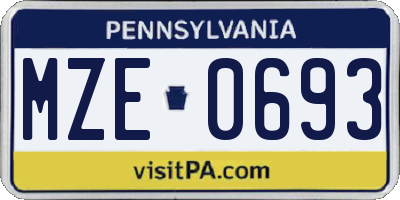 PA license plate MZE0693