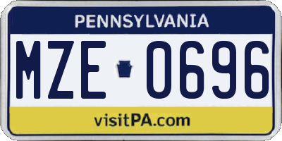 PA license plate MZE0696