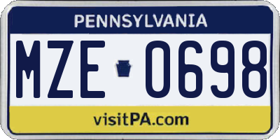 PA license plate MZE0698