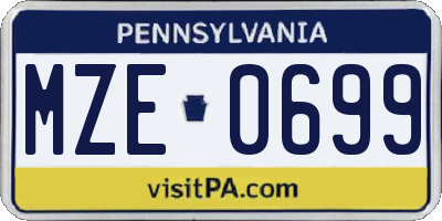 PA license plate MZE0699