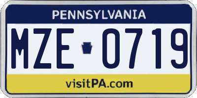 PA license plate MZE0719