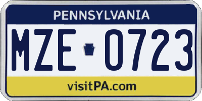PA license plate MZE0723