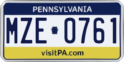 PA license plate MZE0761