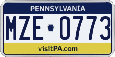 PA license plate MZE0773