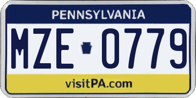 PA license plate MZE0779