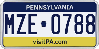 PA license plate MZE0788