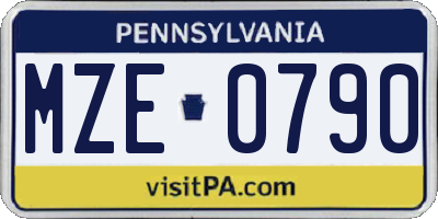 PA license plate MZE0790