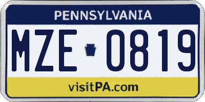 PA license plate MZE0819