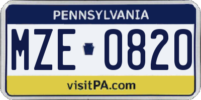 PA license plate MZE0820