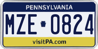 PA license plate MZE0824