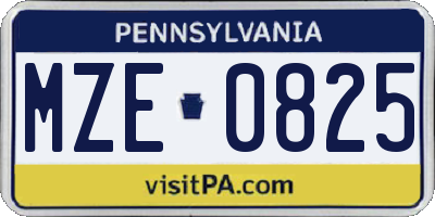 PA license plate MZE0825