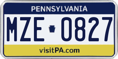 PA license plate MZE0827