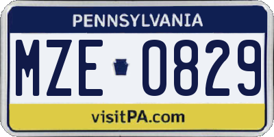 PA license plate MZE0829